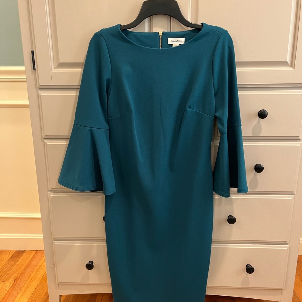 Calvin Klein Teal Long Sleeve Dress - Picture 2 of 4